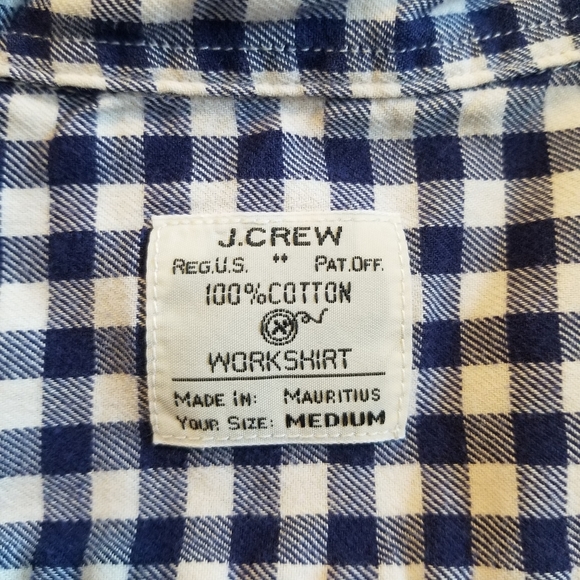 J.Crew 100% Cotton Navy/White Plaid Workshirt Size Medium - Picture 8 of 9